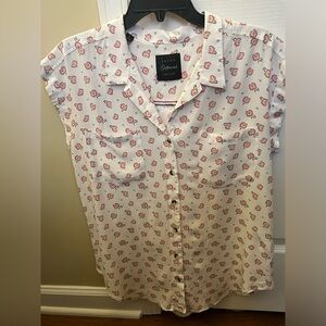 JACHS “GIRLFRIEND” COLLECTION BLOUSE. SIZE SMALL. OFF WHITE. W/ DESIGNS.
